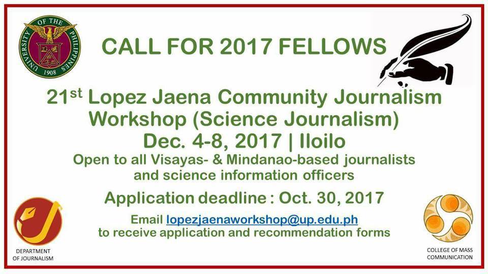 CALL FOR FELLOWS TO THE 21ST LOPEZ JAENA COMMUNITY JOURNALISM WORKSHOP