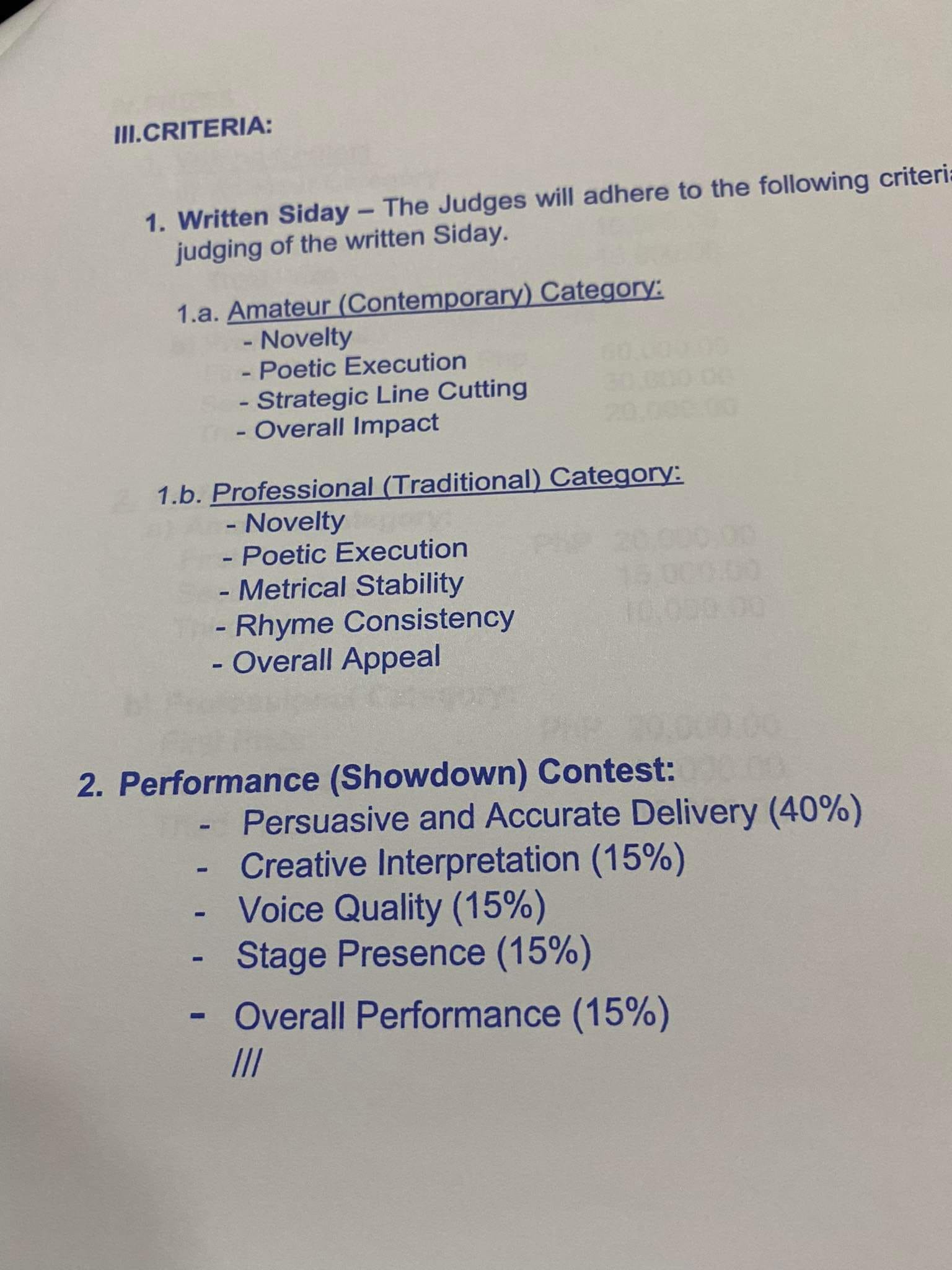 JOSE AVELINO: AN OBRERO SA SENADO, Siday Writing/performance competition, iginlansad; mga ESTEHANON, gin-awhag pumartisipar