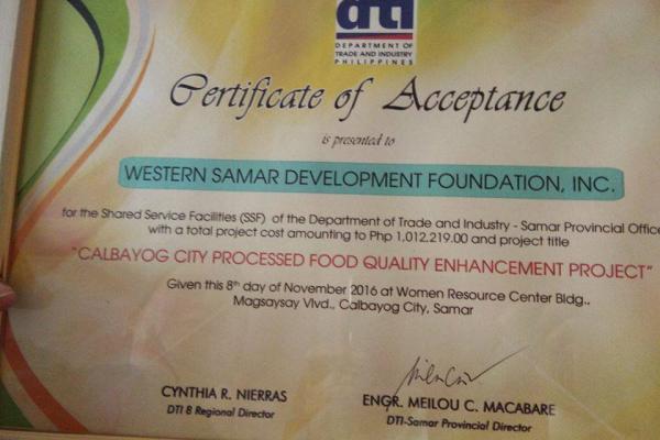 DTI Samar Turned-Over PHP1.012 Worth SSF to Calbayog NGO
