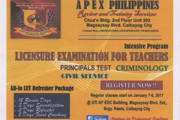 Apex Philippines Review and Training Center Opens in Calbayog