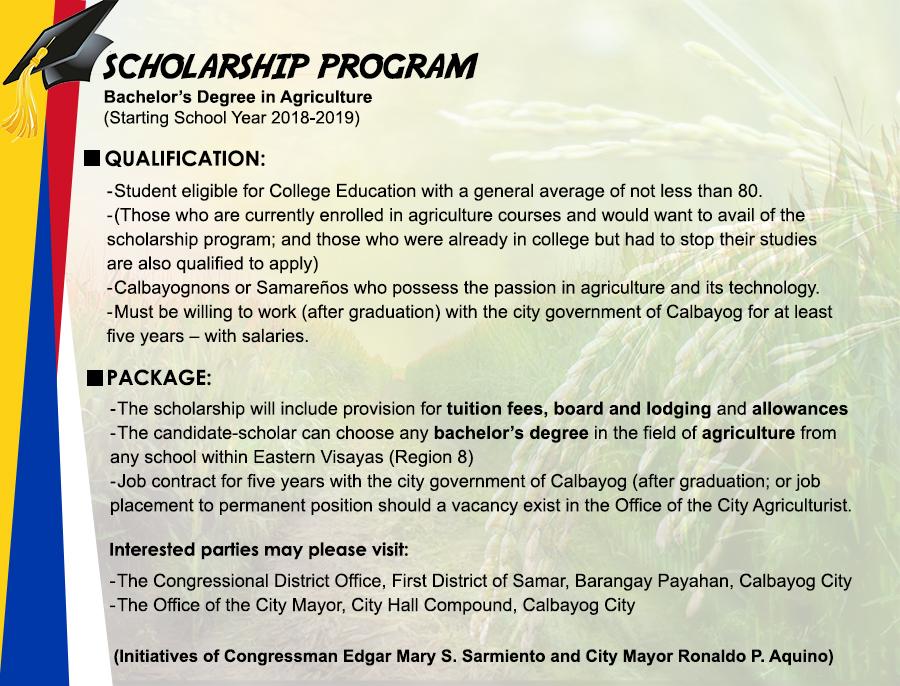 Calbayog Opens Scholarship Program for College Degree in Agriculture