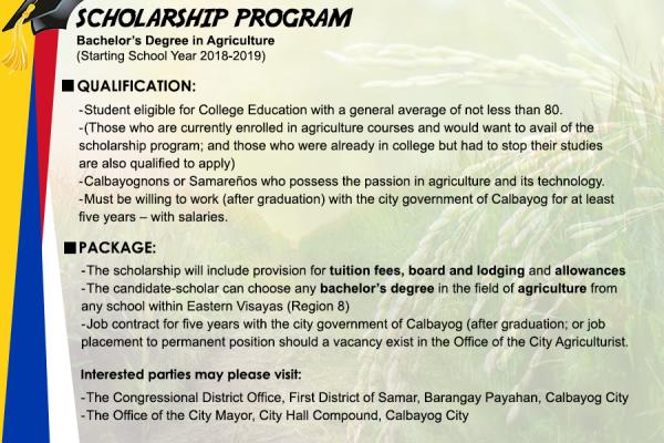 Calbayog Opens Scholarship Program for College Degree in Agriculture