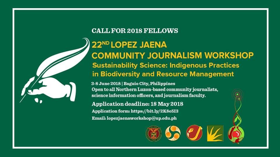 UP Mass Comm Calls for 2018 Lopez Jaena Community Journalism Fellows
