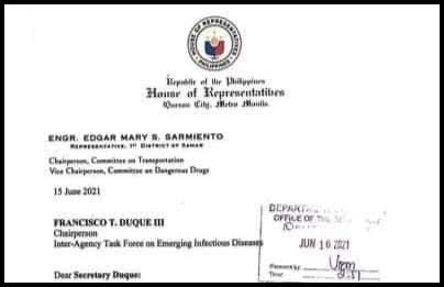 Samar First District Solon Requests Sufficient COVID Vax Supply for the Province; Files House Reso to Standardize Vaccine Cards