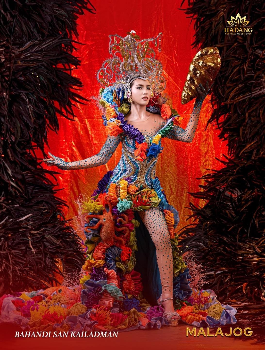 Chrisma Paula P. Rojo of Malajog in “Bahandi san Kailadman,” winner of Best in Festival Costume. (Photo from Miss Hadang Facebook page)